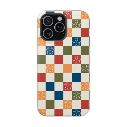 Vintage Flowers Checkered iPhone Case