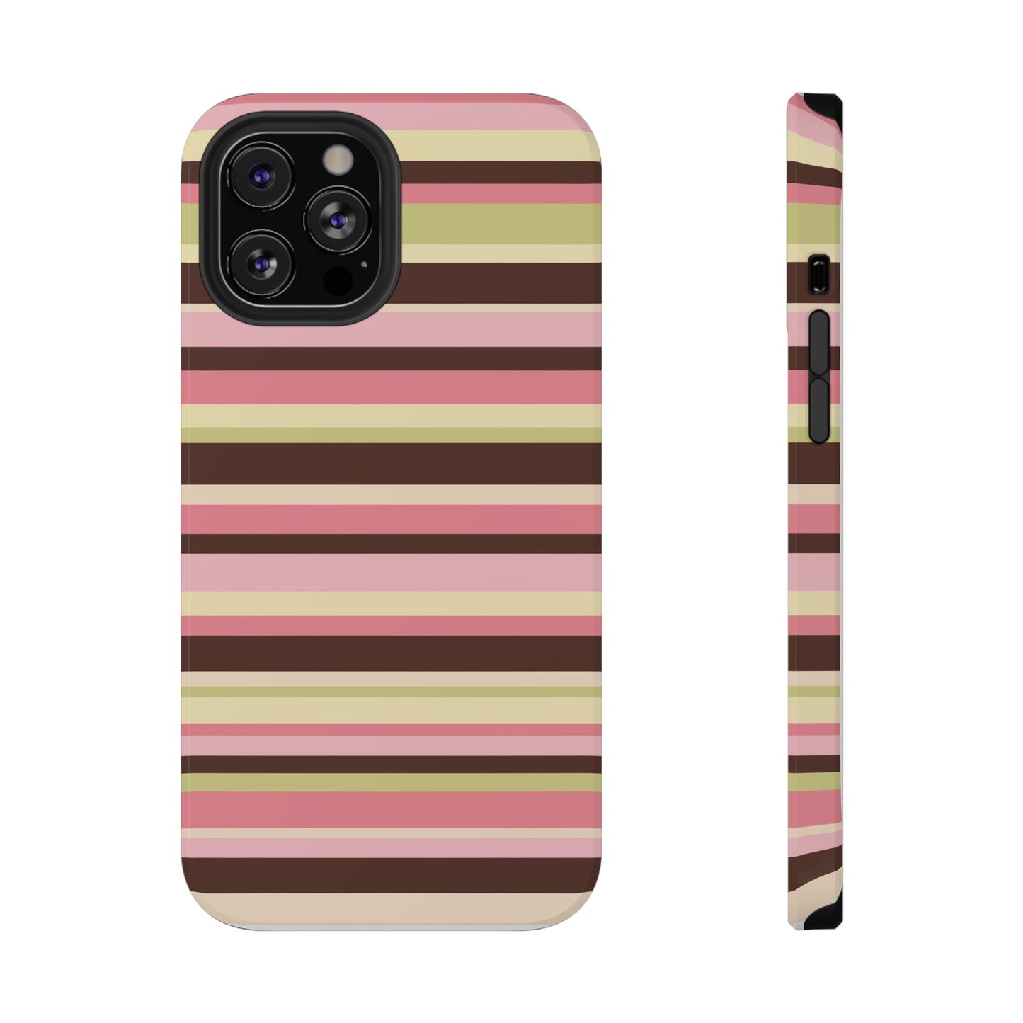 Strawberry Matcha Stripes iPhone Case