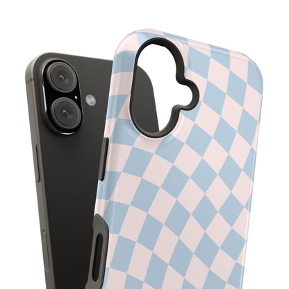 Pink & Blue Wavy Checkered iPhone Case