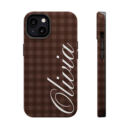 Custom Brown Gingham iPhone Case