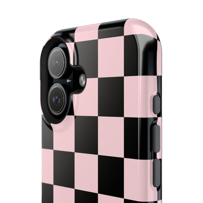 Pink & Black Checkered iPhone Case
