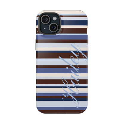 Custom Blueberry Mocha Stripes iPhone Case