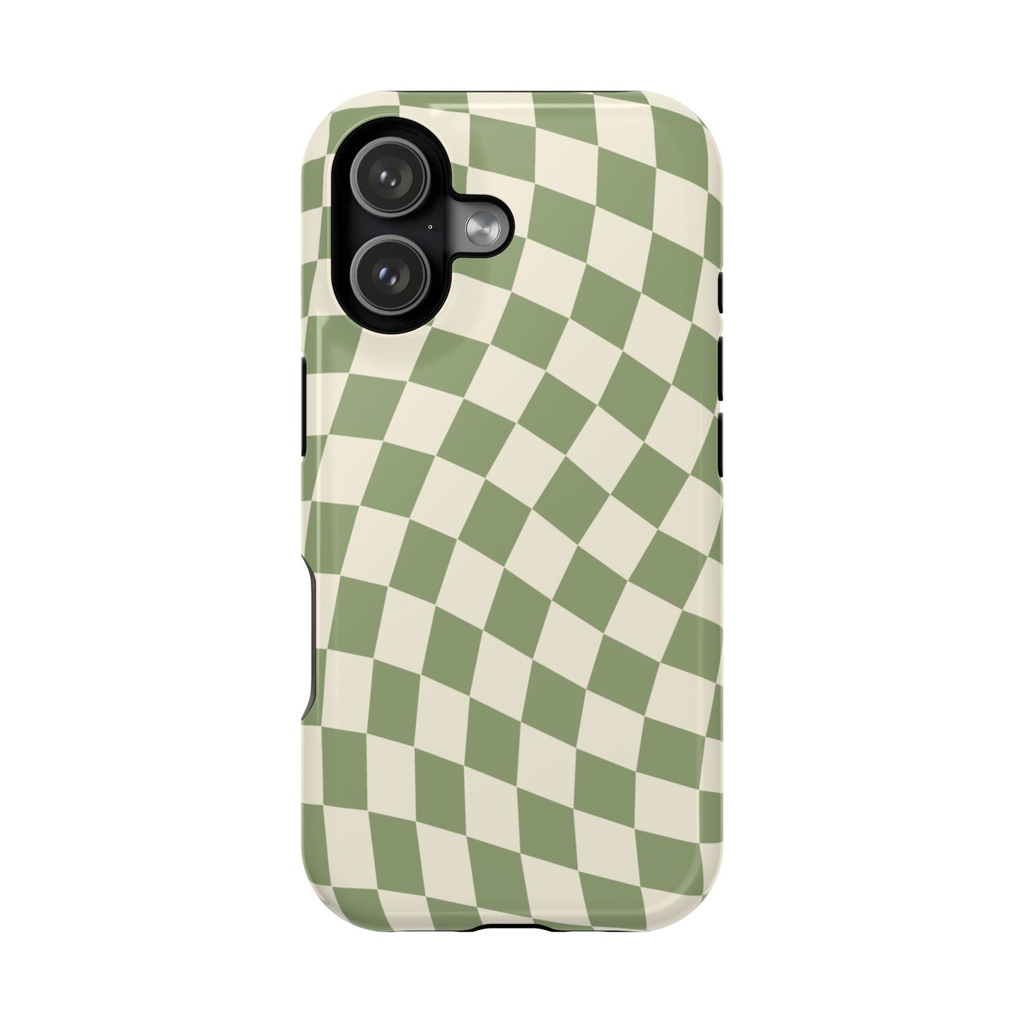 Green & Beige Wavy Checkered iPhone Case
