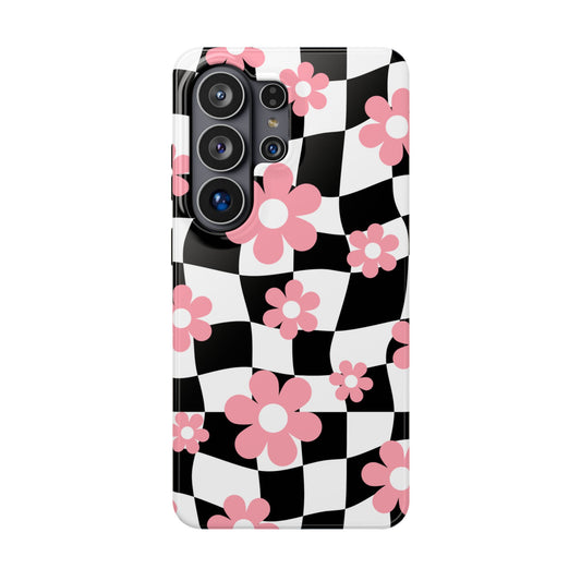 Floral Wavy Checkered Samsung Case