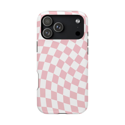Pink Wavy Checkered iPhone Case
