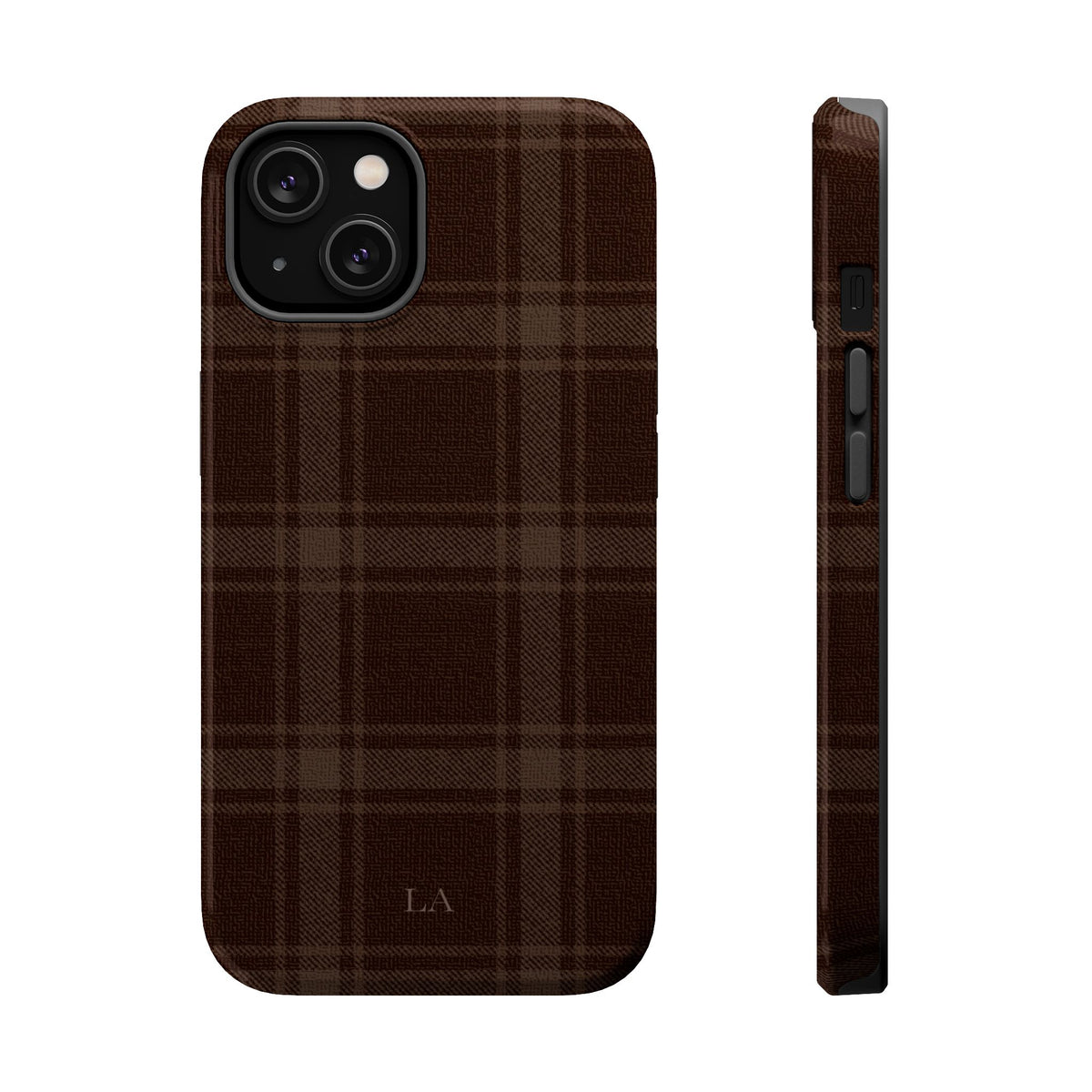 Custom Initials Cocoa Plaid iPhone Case