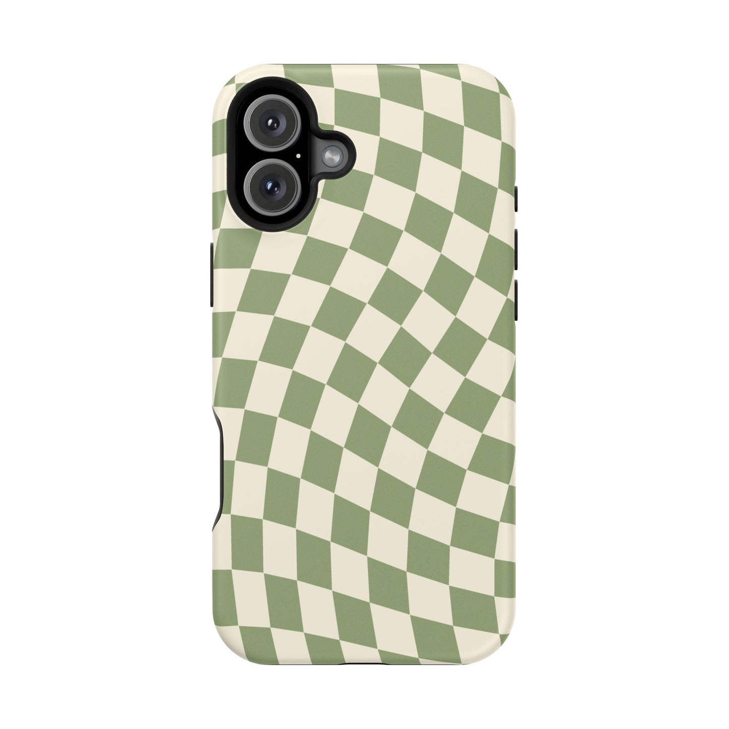 Green & Beige Wavy Checkered iPhone Case