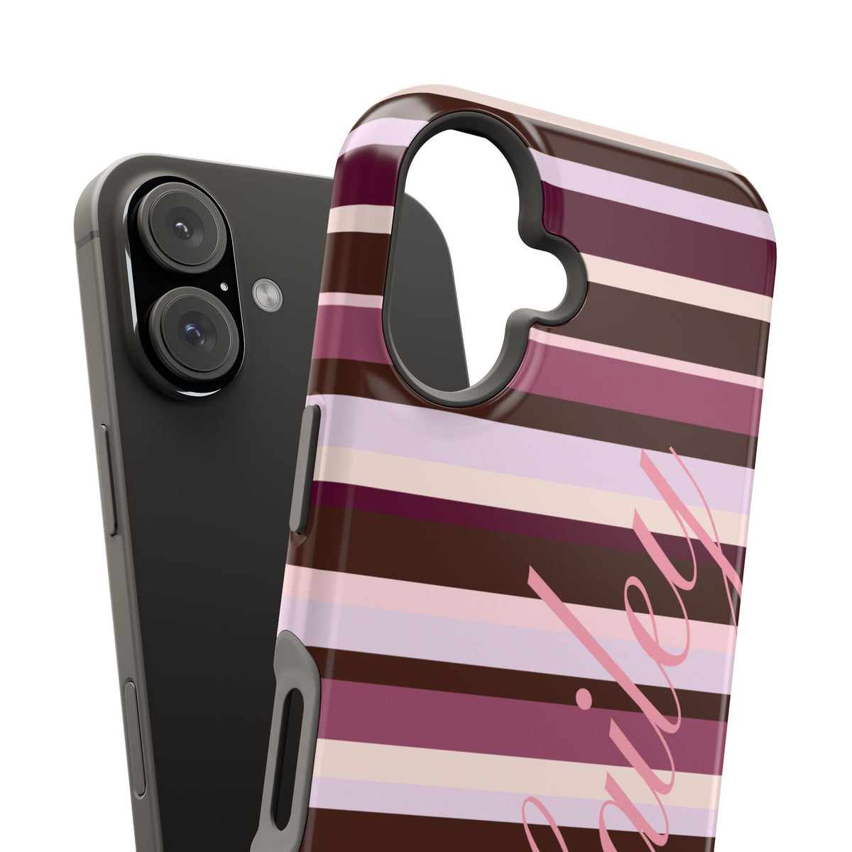 Custom Berry Mocha Stripes iPhone Case