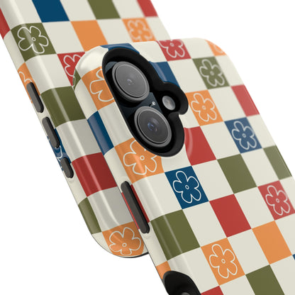 Vintage Flowers Checkered iPhone Case