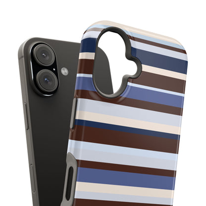 Custom Initials Blueberry Mocha Stripes iPhone Case