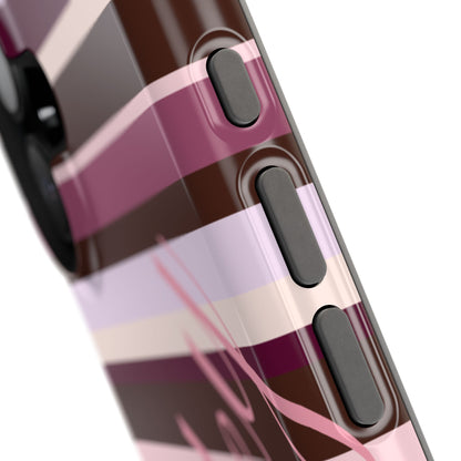 Custom Berry Mocha Stripes iPhone Case