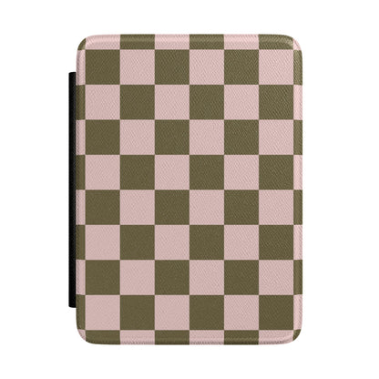 Pink Pistachio Checkered Kindle Case