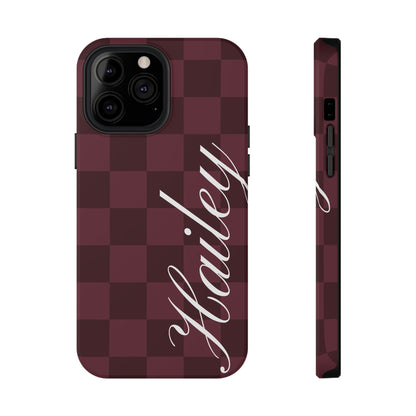 Custom Burgundy Checkered iPhone Case