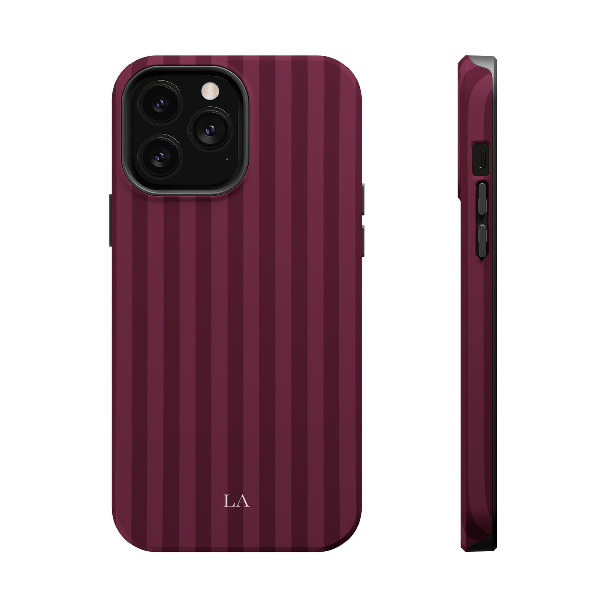 Custom Initials Plum Stripes iPhone Case