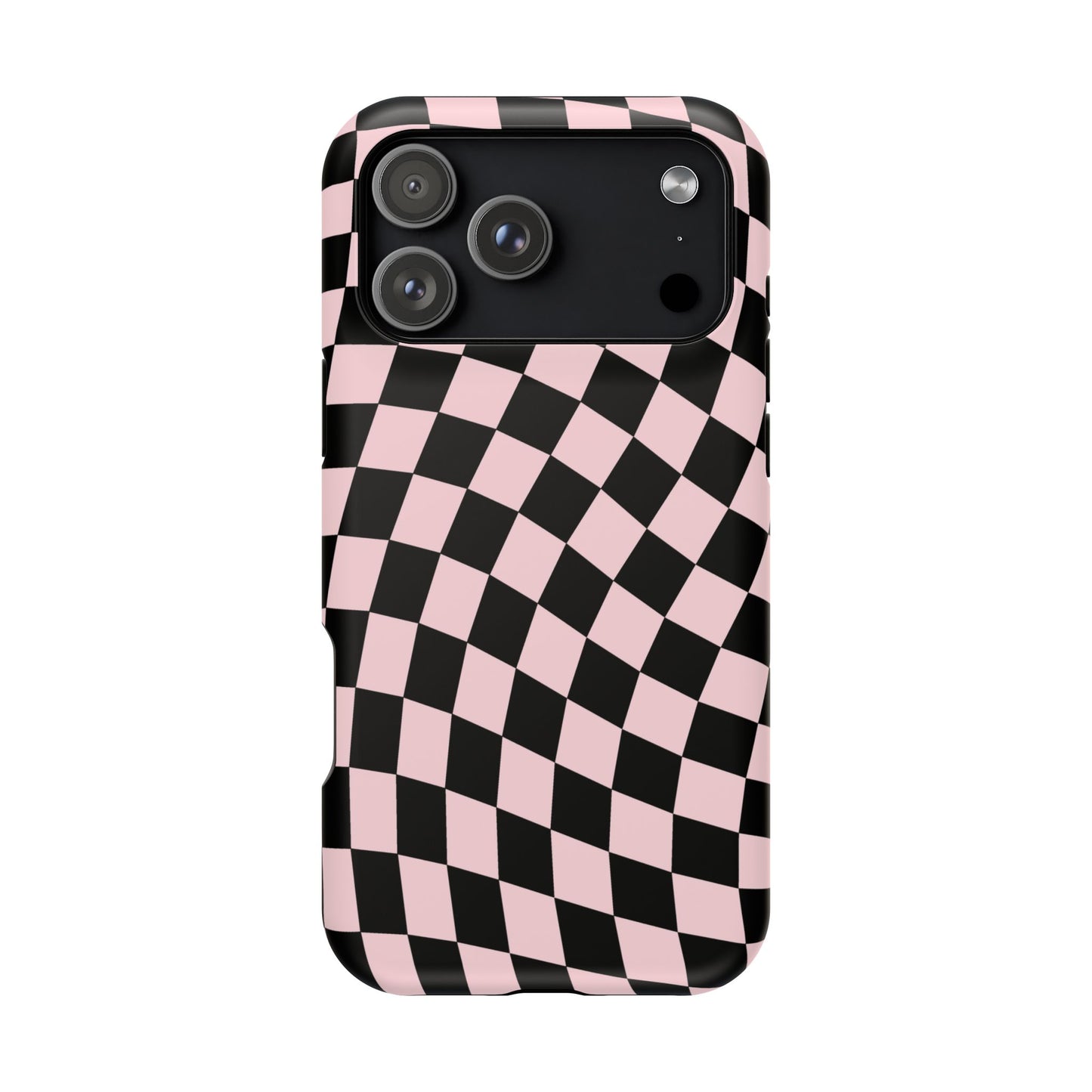 Pink & Black Wavy Checkered iPhone Case