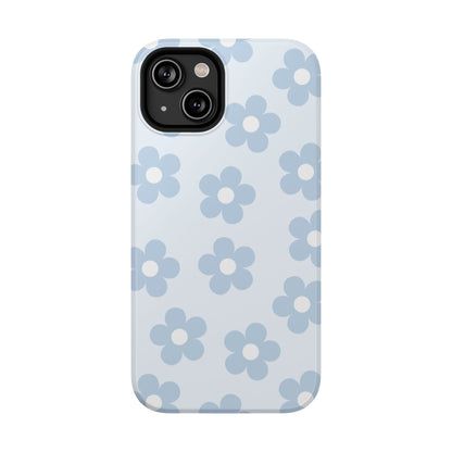 Light Blue Retro Flowers iPhone Case