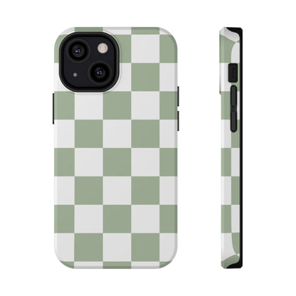 Sage Green Checkered iPhone Case