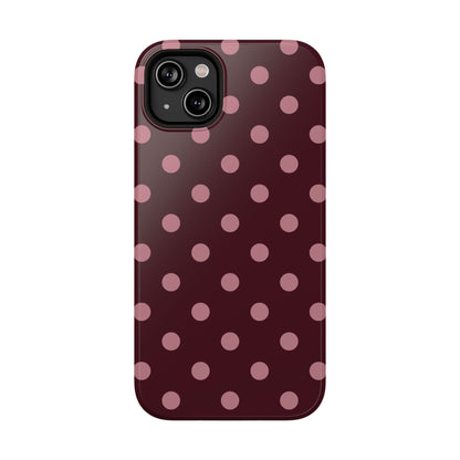 Burgundy & Pink Polka Dots iPhone Case