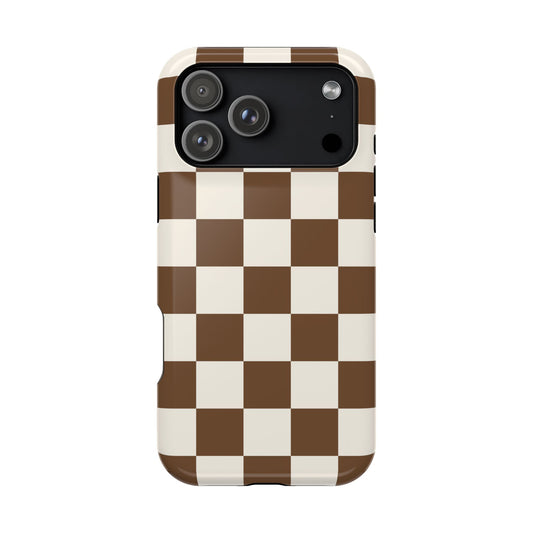 Brown Checkered iPhone Case