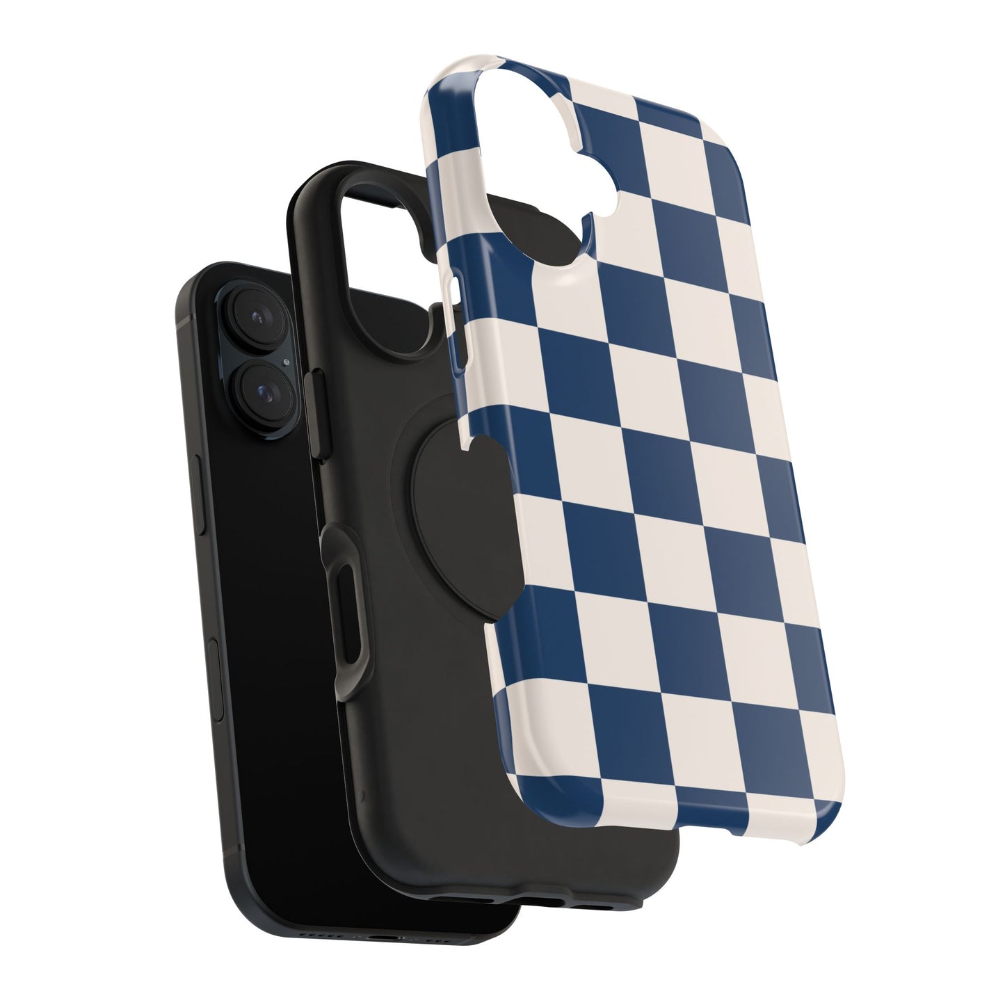 Navy & Beige Checkered iPhone Case