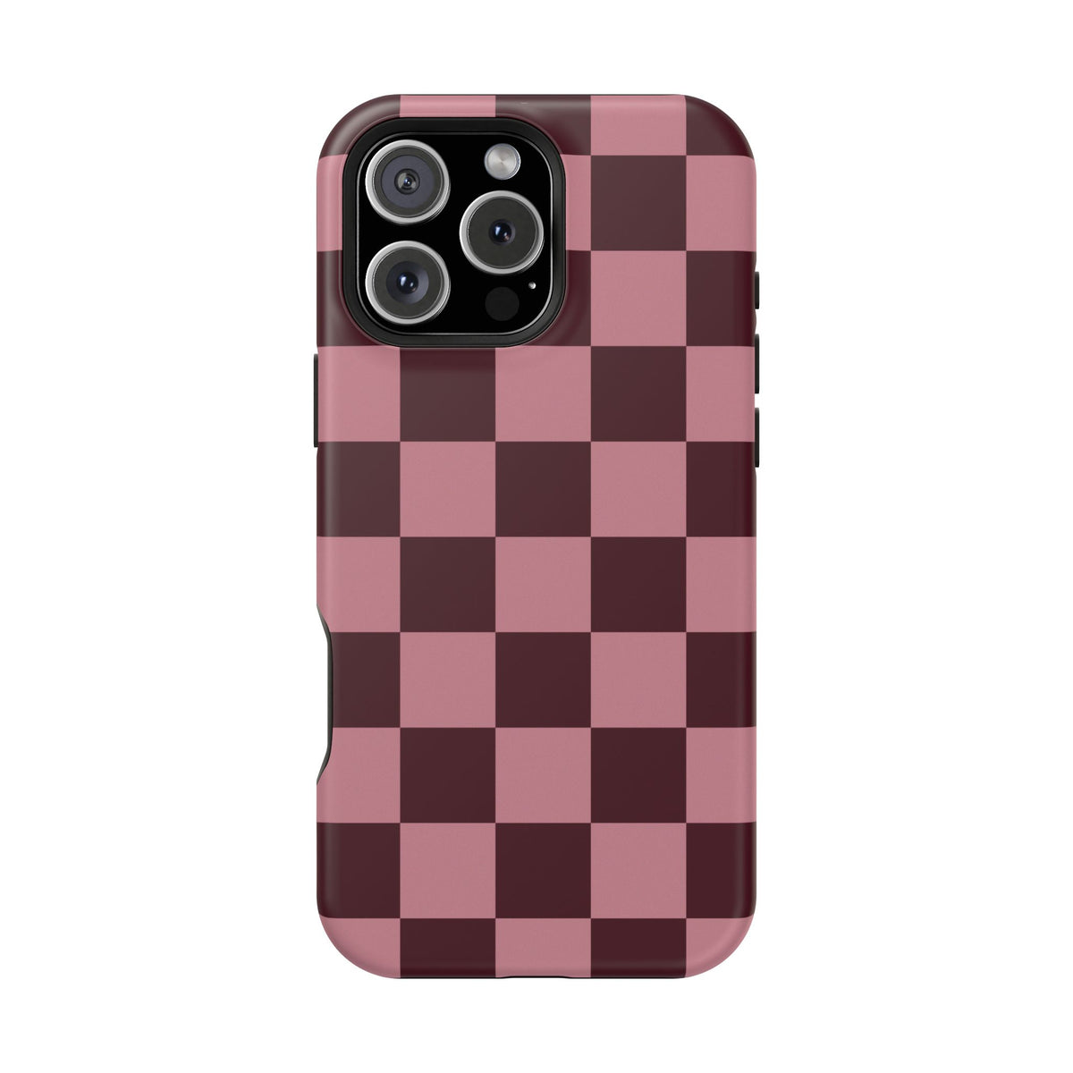 Burgundy & Pink Checkered iPhone Case