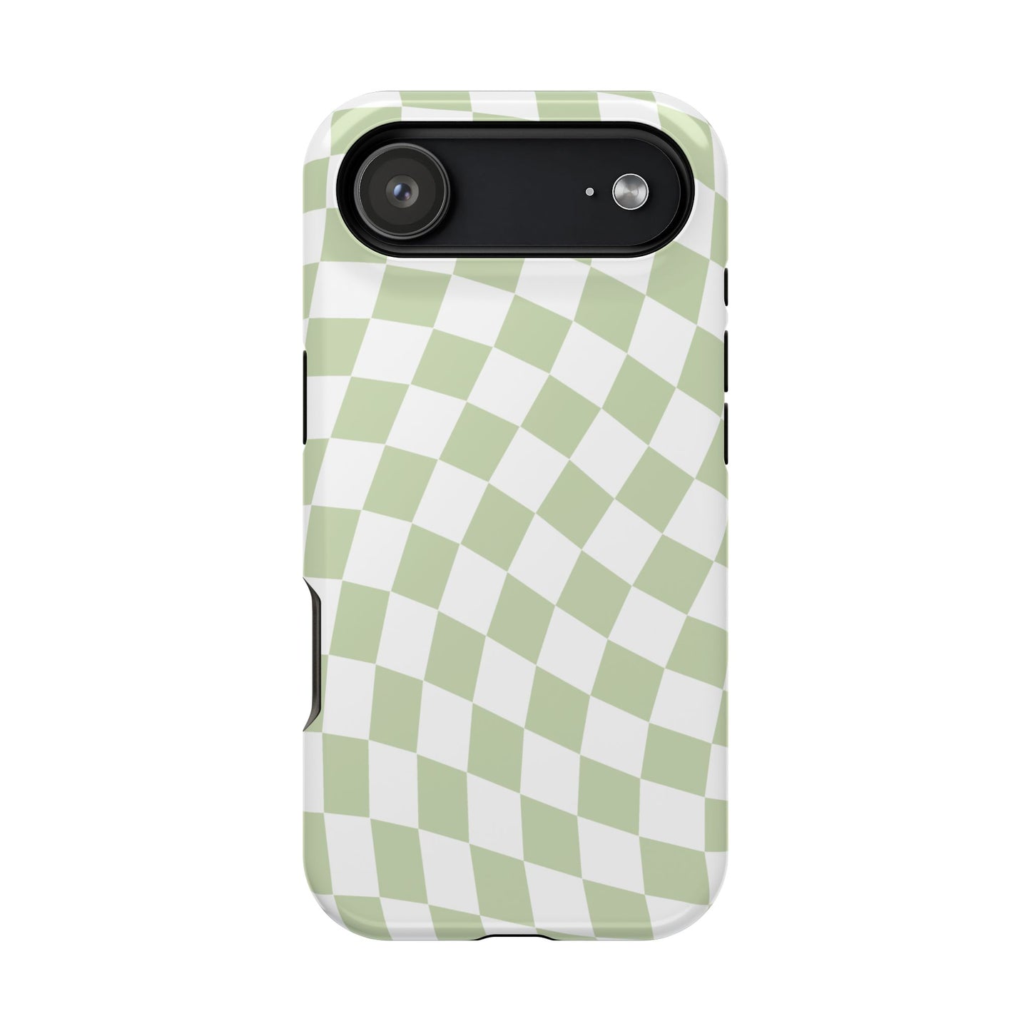 Light Green Wavy Checkered iPhone Case
