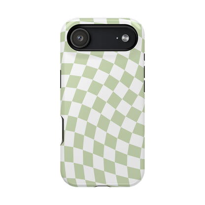 Light Green Wavy Checkered iPhone Case