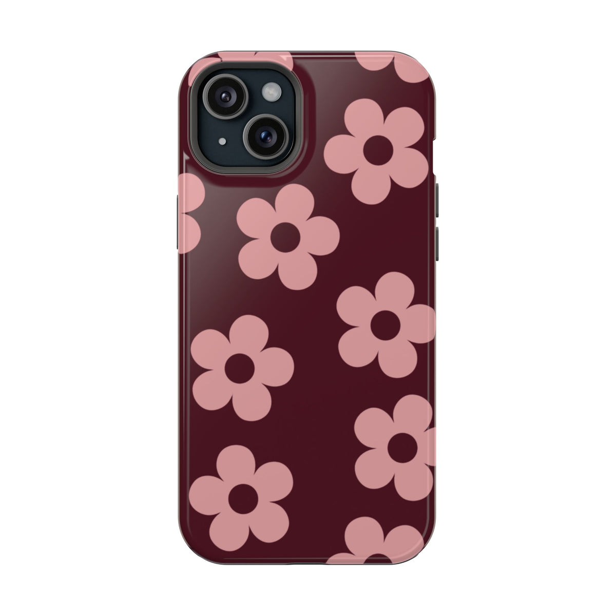 Burgundy & Pink Flowers iPhone Case