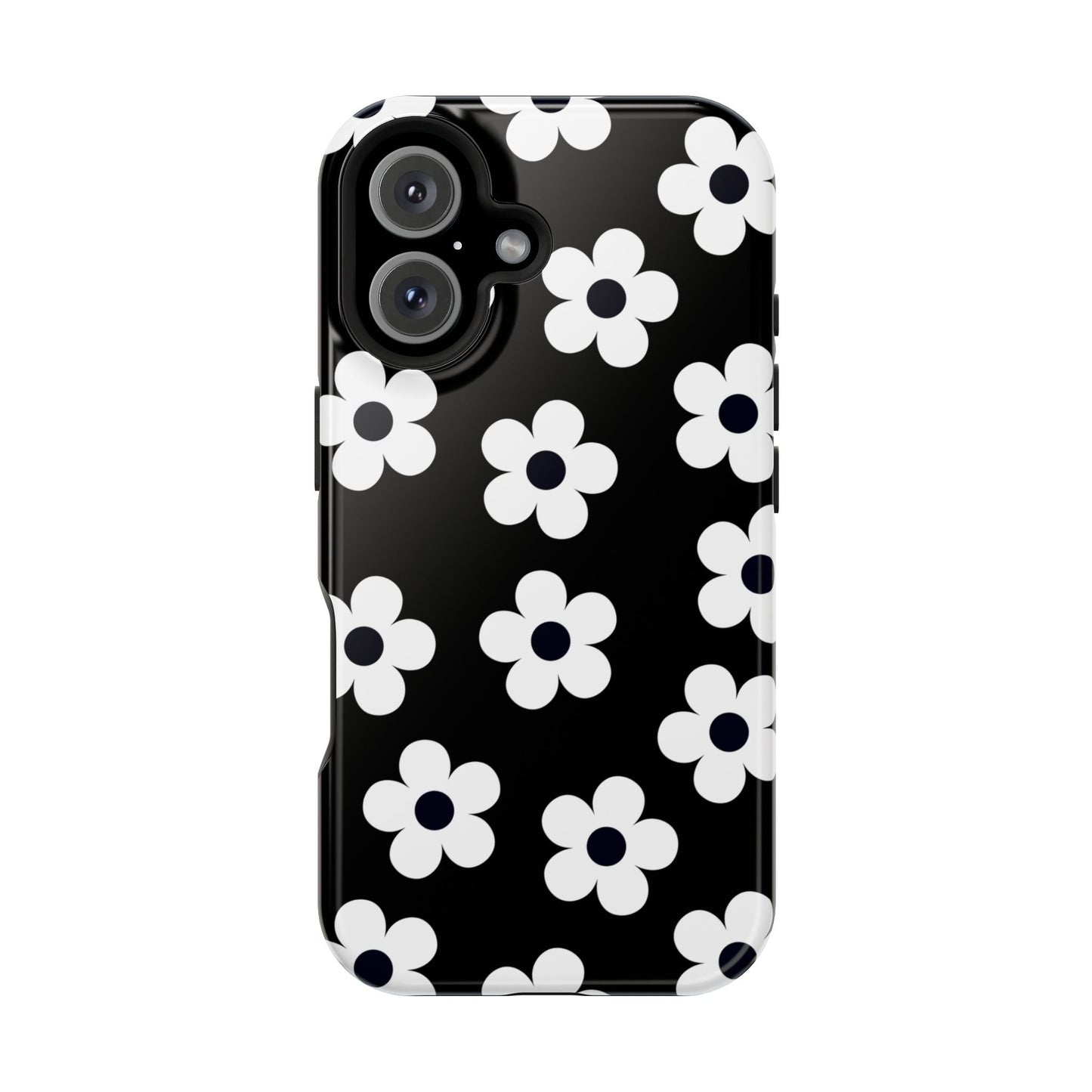 Black Retro Flowers iPhone Case