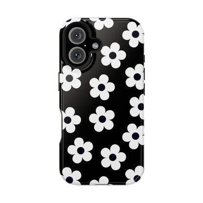 Black Retro Flowers iPhone Case