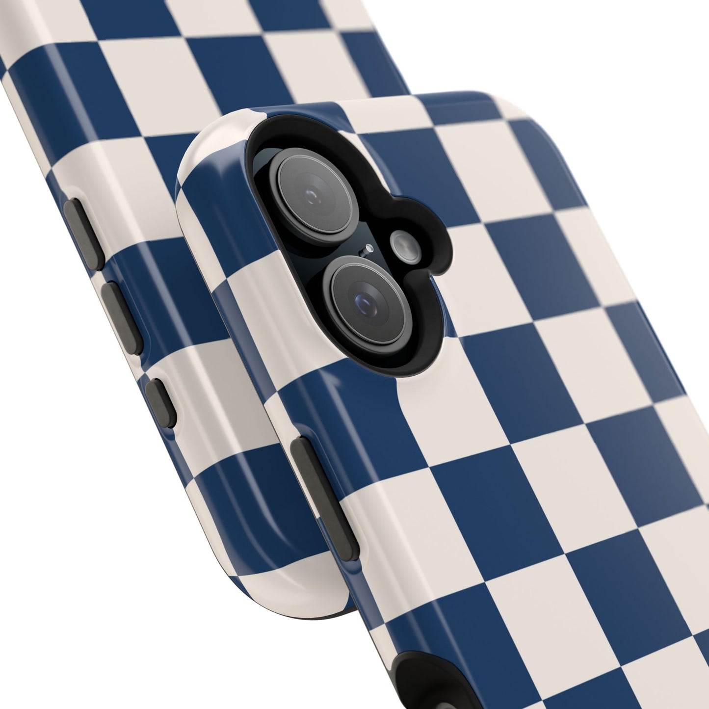 Navy & Beige Checkered iPhone Case