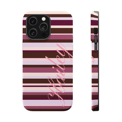 Custom Berry Mocha Stripes iPhone Case