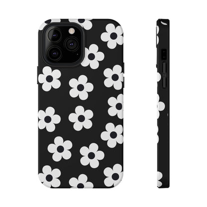 Black Retro Flowers iPhone Case