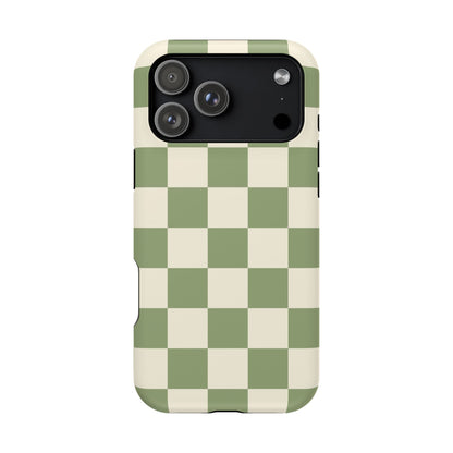Green & Beige Checkered iPhone Case
