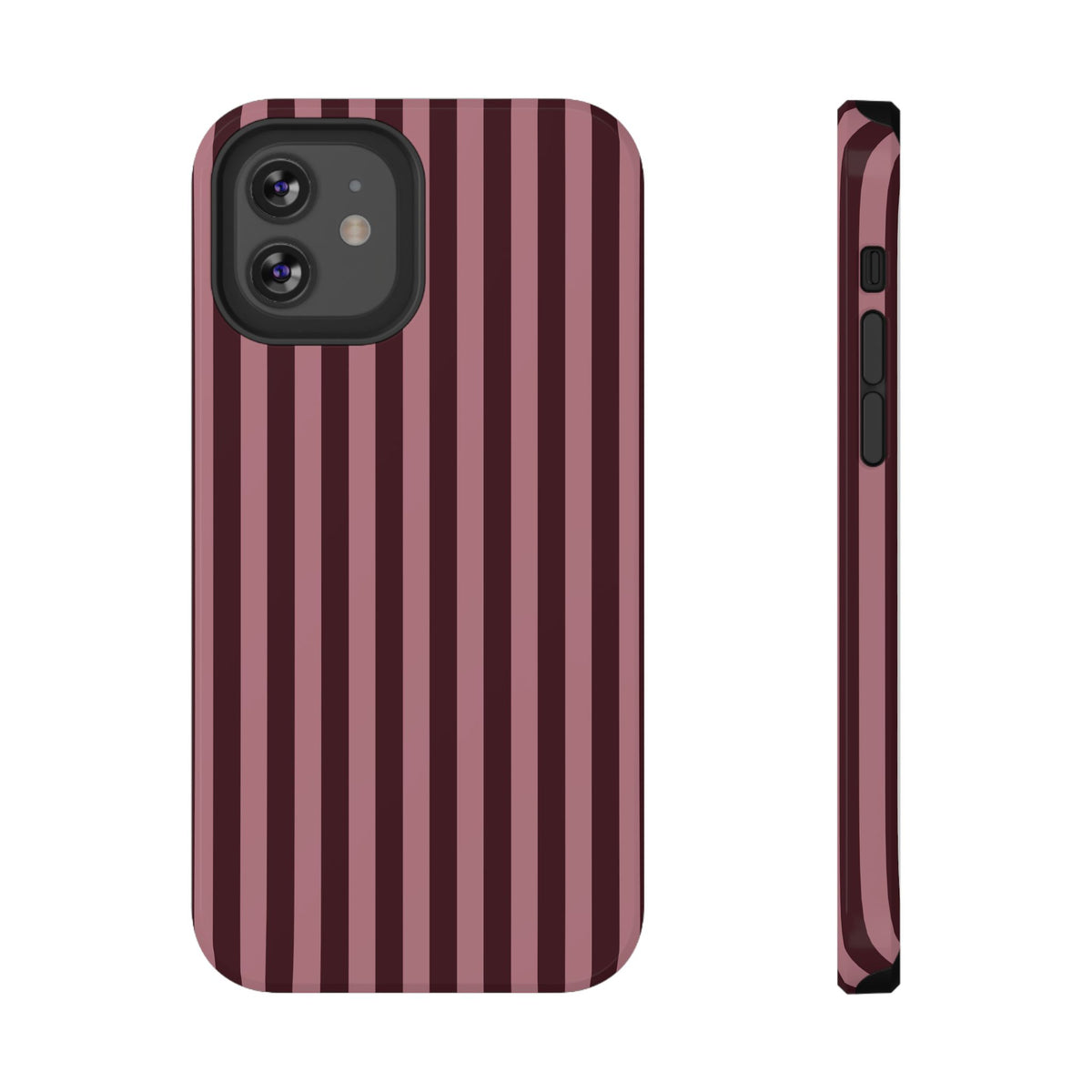 Burgundy & Pink Stripes iPhone Case
