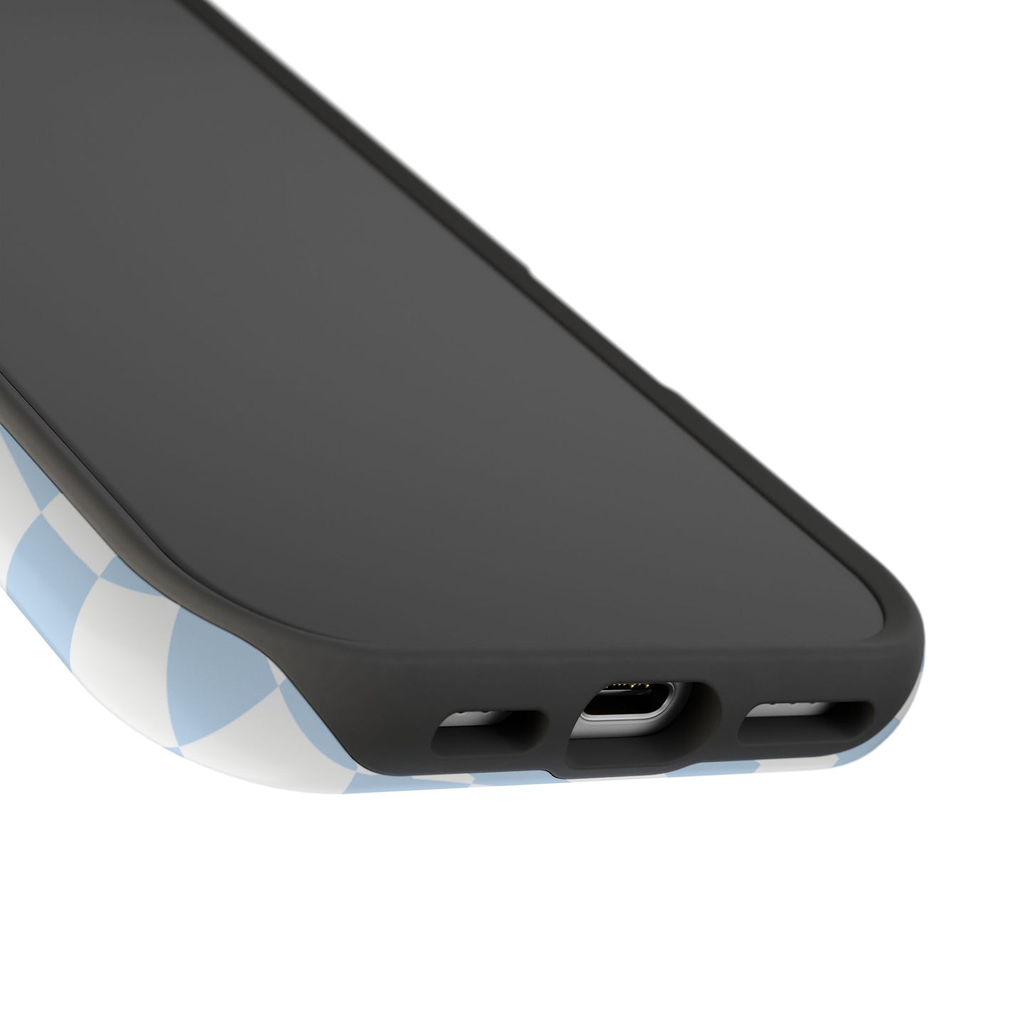 Blue Wavy Checkered iPhone Case
