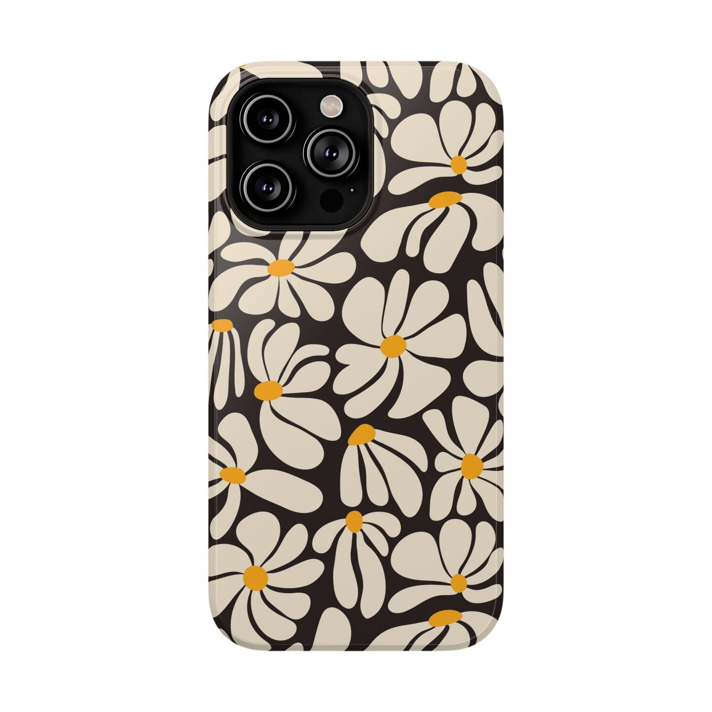 Black Retro Flowers iPhone Case