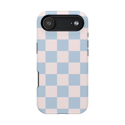 Light Pink & Blue Checkered iPhone Case