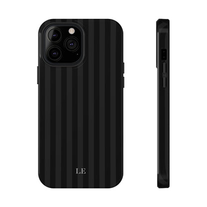 Custom Initials Black Stripes iPhone Case