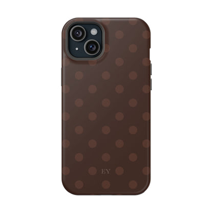 Custom Initials Mocha Polka Dots iPhone Case
