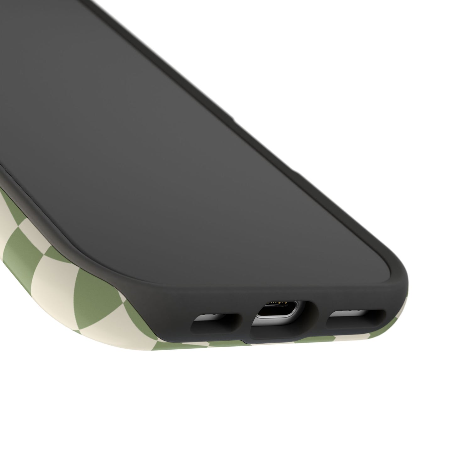 Green & Beige Wavy Checkered iPhone Case