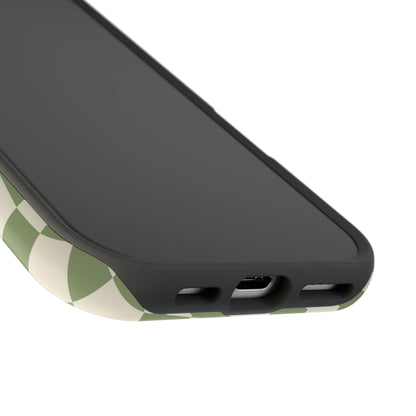 Green & Beige Wavy Checkered iPhone Case