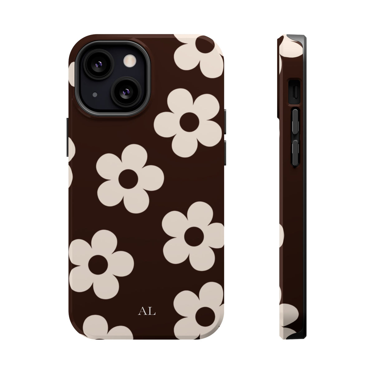 Custom Initials Cocoa Flowers iPhone Case