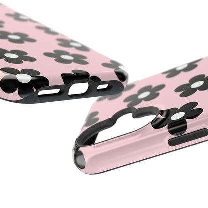 Pink & Black Retro Flowers iPhone Case