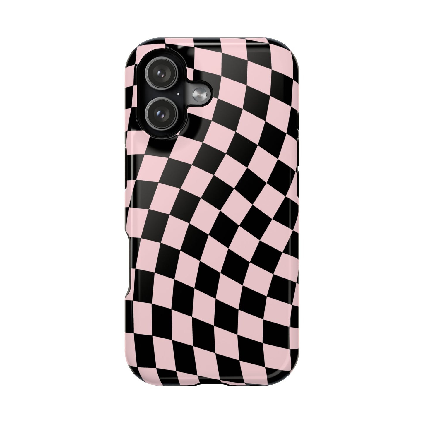 Pink & Black Wavy Checkered iPhone Case