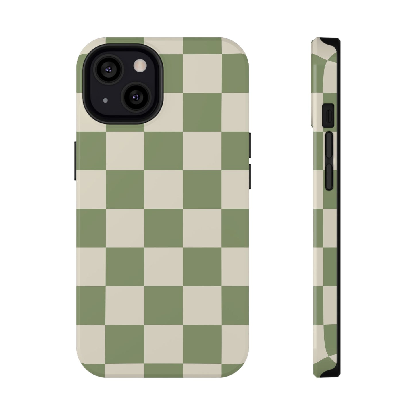 Green & Beige Checkered iPhone Case
