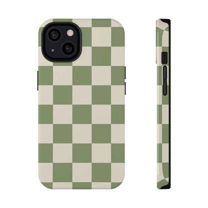 Green & Beige Checkered iPhone Case