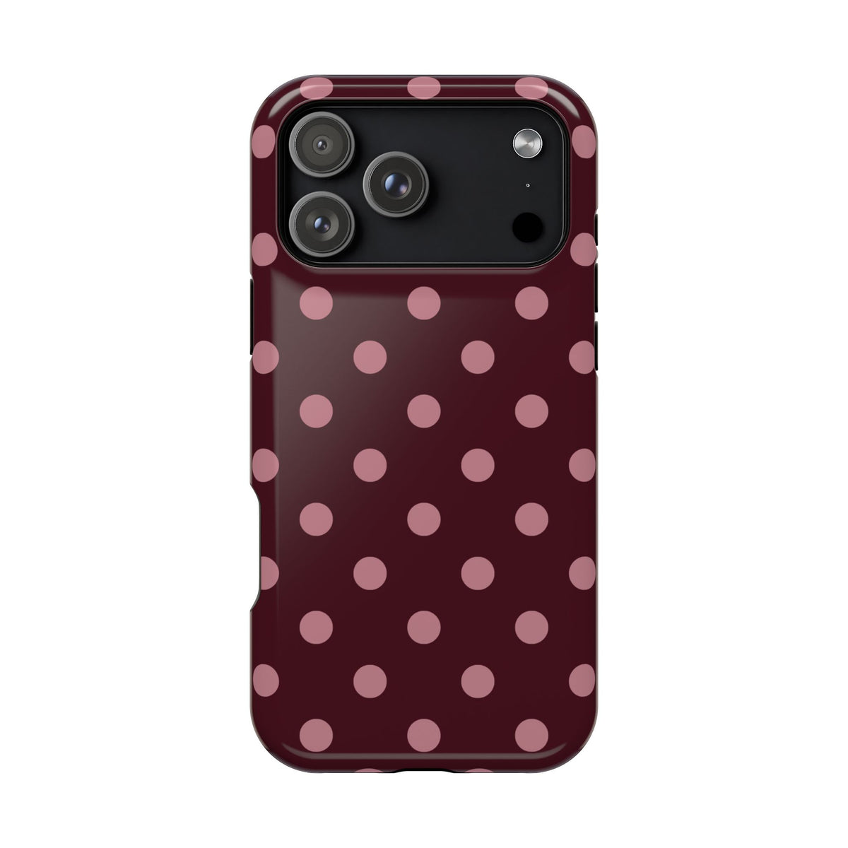 Burgundy & Pink Polka Dots iPhone Case
