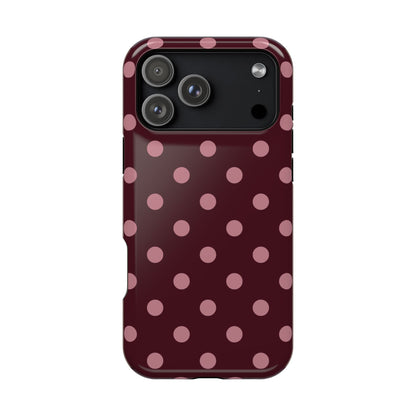 Burgundy & Pink Polka Dots iPhone Case