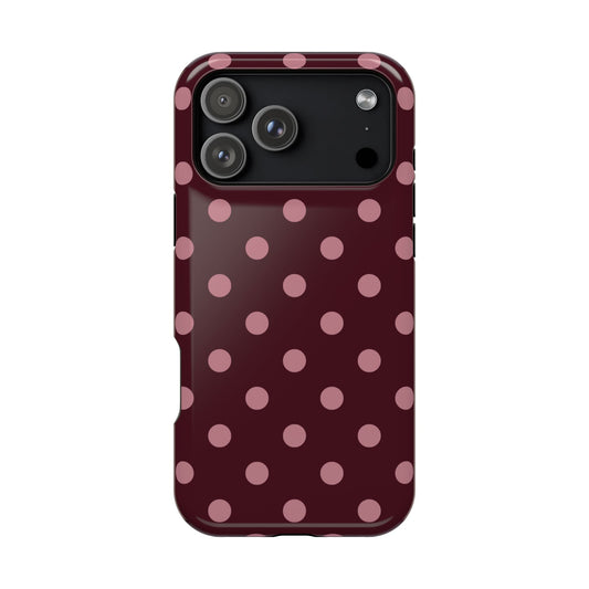 Burgundy & Pink Polka Dots iPhone Case